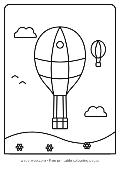 Hot Air Balloon colouring page preview