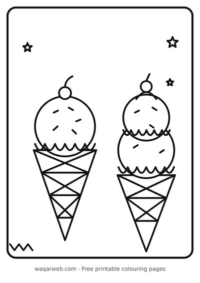 Ice Cream Cones colouring page preview