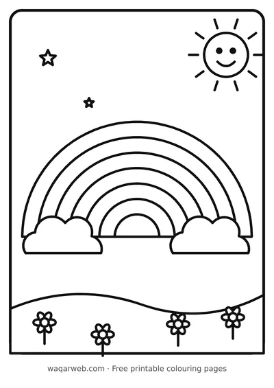 Rainbow Sky colouring page preview