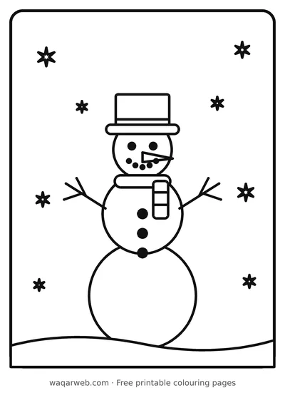 Snowman colouring page preview