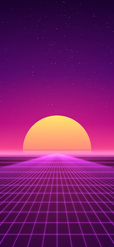 Synthwave Sunset wallpaper on a phone screen